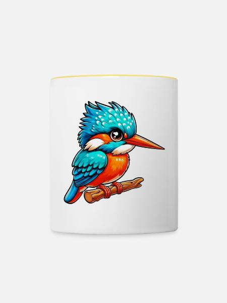 Eisvogel - Tasse zweifarbig - Weiß/Gelb