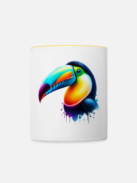 Tukan - Tasse zweifarbig - Weiß/Gelb
