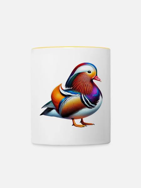 Mandarinente - Tasse zweifarbig - Weiß/Gelb