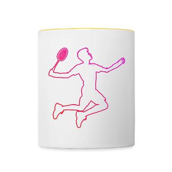 Badminton Players Badminton Women Men Squash - Contrasting Mug - white/yellow - Front