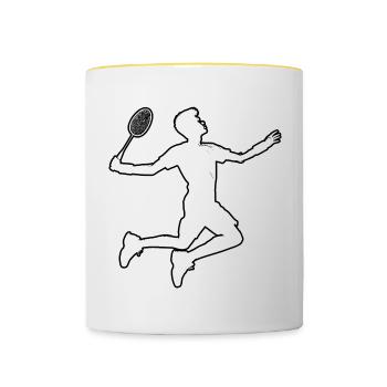 Men's Badminton Squash Badminton Women's Badminton - Contrasting Mug - white/yellow - Front