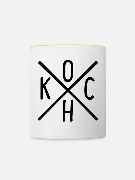Koch - Tasse zweifarbig - Weiß/Gelb