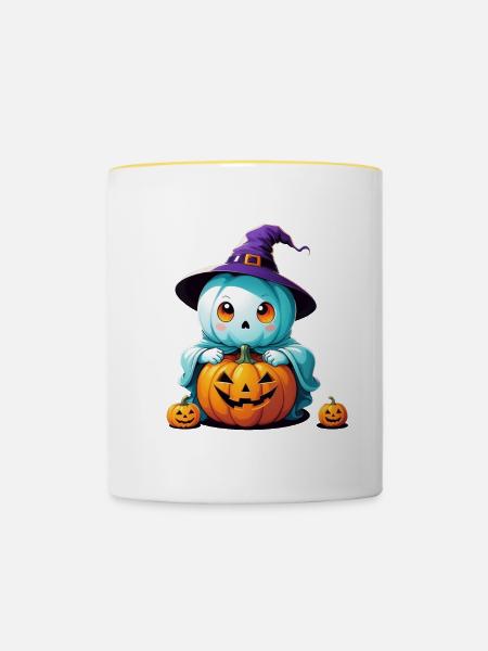 Hexen-Gespenst - Tasse zweifarbig - Weiß/Gelb