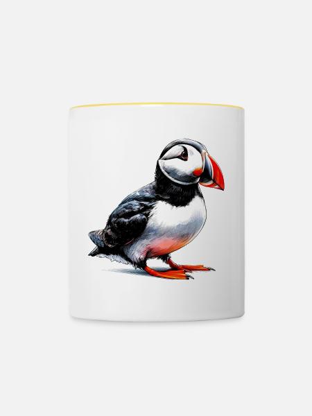 Papageitaucher - Tasse zweifarbig - Weiß/Gelb
