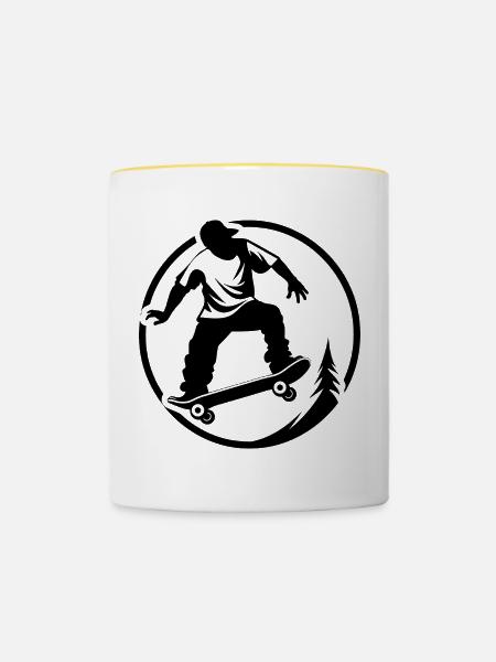 Skater Grafik - Tasse zweifarbig - Weiß/Gelb