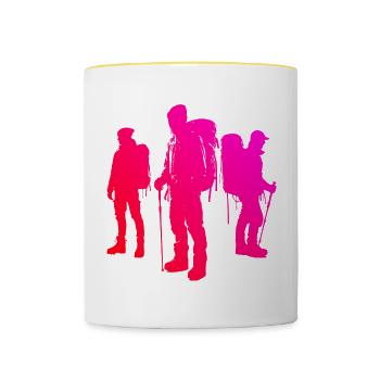 Damen Bouldern Climbing Climber Kletterer - Tasse zweifarbig - Weiß/Gelb - Vorne