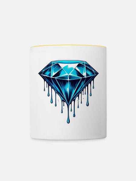 Diamant - Tasse zweifarbig - Weiß/Gelb