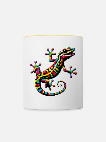 Gecko - Tasse zweifarbig - Weiß/Gelb