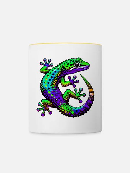 Gecko - Tasse zweifarbig - Weiß/Gelb