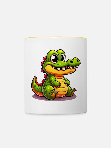 Alligator-Krokodil - Tasse zweifarbig - Weiß/Gelb
