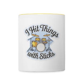 I Hit Things With Sticks 16 - Tasse zweifarbig - Weiß/Gelb - Vorne