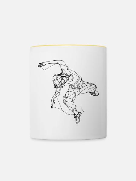 Breakdancer Skizze - Tasse zweifarbig - Weiß/Gelb