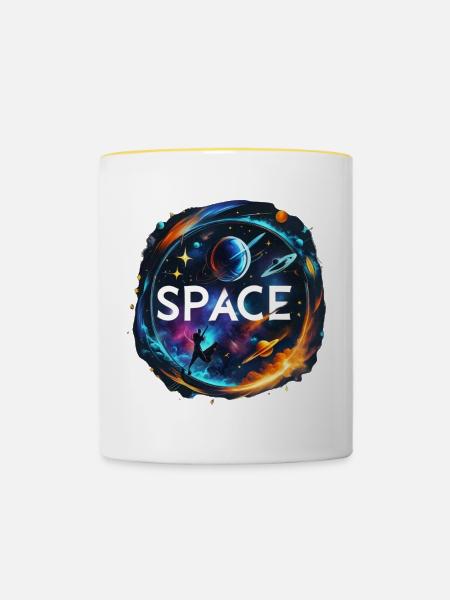 Raum - Tasse zweifarbig - Weiß/Gelb