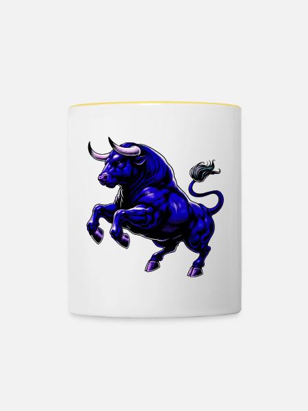 Stier - Tasse zweifarbig - Weiß/Gelb
