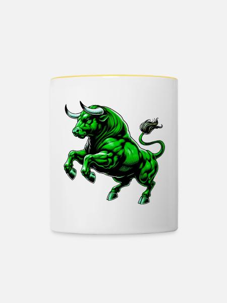 Stier - Tasse zweifarbig - Weiß/Gelb
