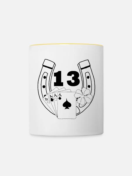 Luck (Schwarz) - Tasse zweifarbig - Weiß/Gelb