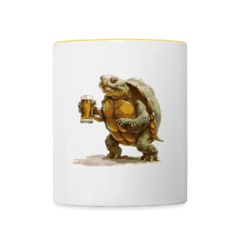 Turtle Beer Funny - Contrasting Mug - white/yellow - Front