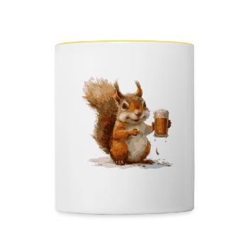 Bière d’écureuil drôle - Mug contrasté - blanc/jaune - Devant