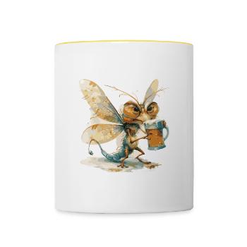 Dragonfly Beer Funny - Contrasting Mug - white/yellow - Front