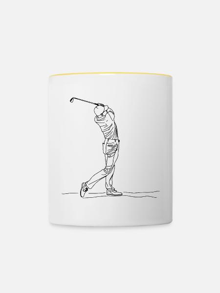 Golf Boy One Line Drawing - Tasse zweifarbig - Weiß/Gelb