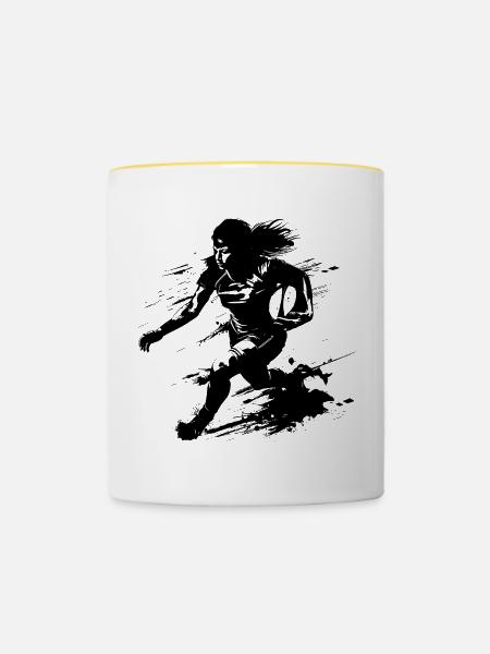 Rugby Spielerin - Tasse zweifarbig - Weiß/Gelb
