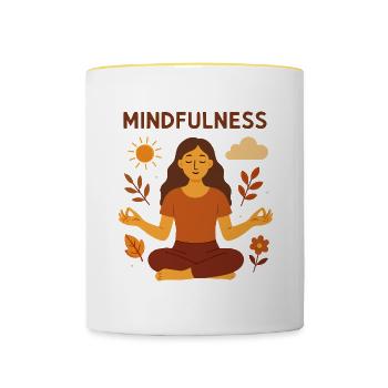 Mindfulness - Digitale Illustration der Meditation - Tasse zweifarbig - Weiß/Gelb - Vorne