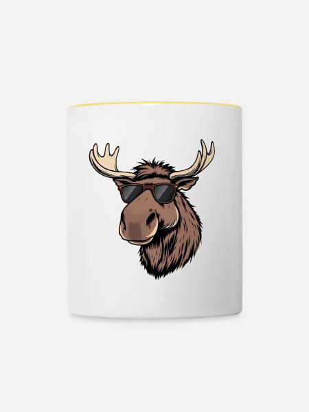 Elch - Tasse zweifarbig - Weiß/Gelb