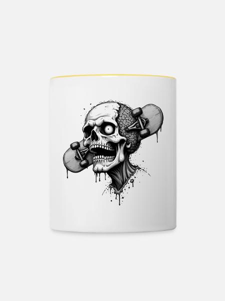 Skate Zombie - Tasse zweifarbig - Weiß/Gelb