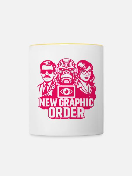 NGO Trio in pink - Tasse zweifarbig - Weiß/Gelb