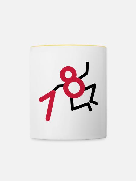 Endlich: 18 Jahre! - Tasse zweifarbig - Weiß/Gelb