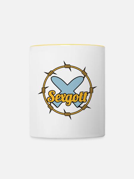 Sexgott - Tasse zweifarbig - Weiß/Gelb