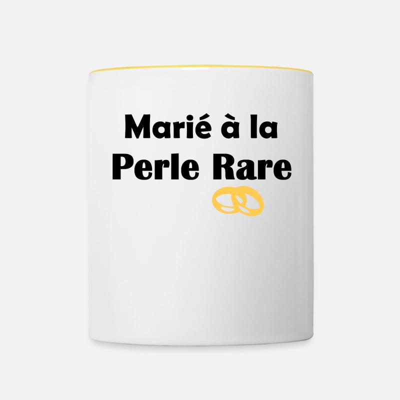 Marié à la Perle rare Mariage - Mug contrasté - blanc/jaune