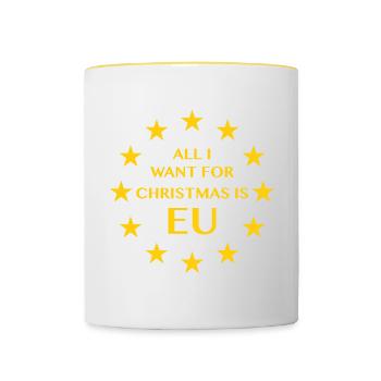 All I want for Chrismas is EU - Contrasting Mug - white/yellow - Front