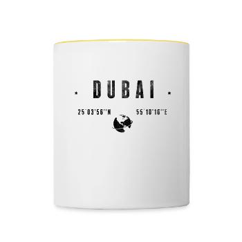 Dubai Coordonnées Géographiques Stylisées - Mug contrasté - blanc/jaune - Devant