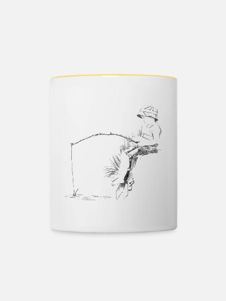 Angler - Tasse zweifarbig - Weiß/Gelb
