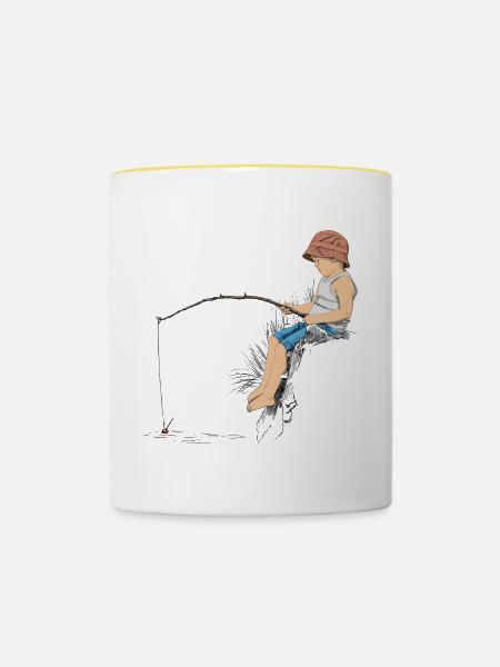 Angler - Tasse zweifarbig - Weiß/Gelb