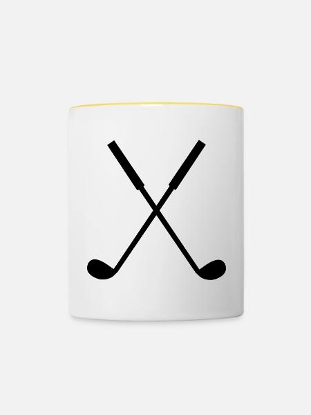 Golfschläger in schwarz - Tasse zweifarbig - Weiß/Gelb