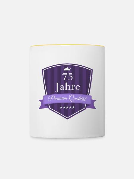 Premium 75 lila - Tasse zweifarbig - Weiß/Gelb