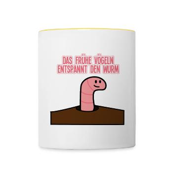 Lustige Sprüche - Tasse zweifarbig - Weiß/Gelb - Vorne