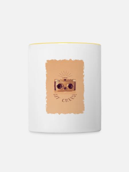 Everybody - Say Cheese - Tasse zweifarbig - Weiß/Gelb