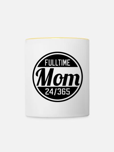 Fulltime Mom - Tasse zweifarbig - Weiß/Gelb