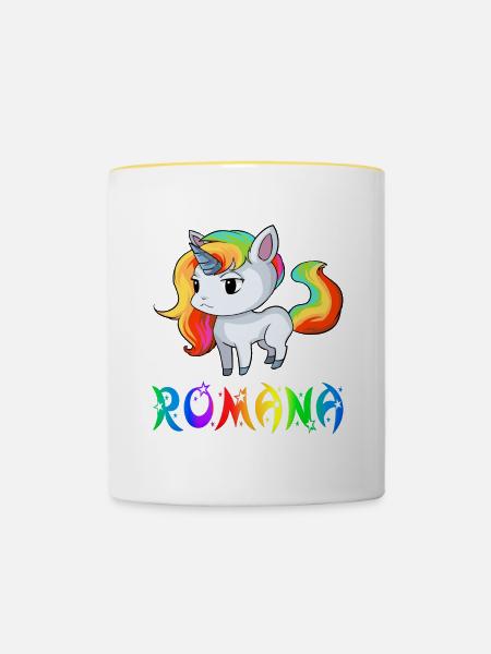 Einhorn Romana - Tasse zweifarbig - Weiß/Gelb