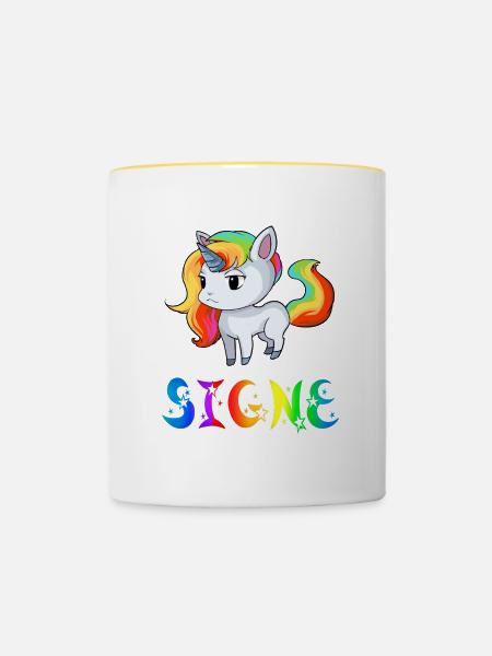 Einhorn Signe - Tasse zweifarbig - Weiß/Gelb