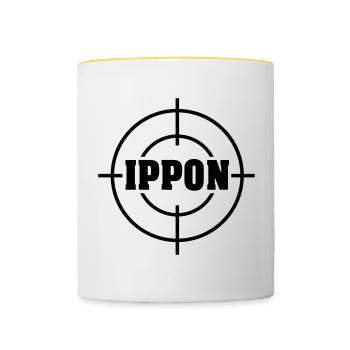 Target Ippon Judo Vektor - Tasse zweifarbig - Weiß/Gelb - Vorne