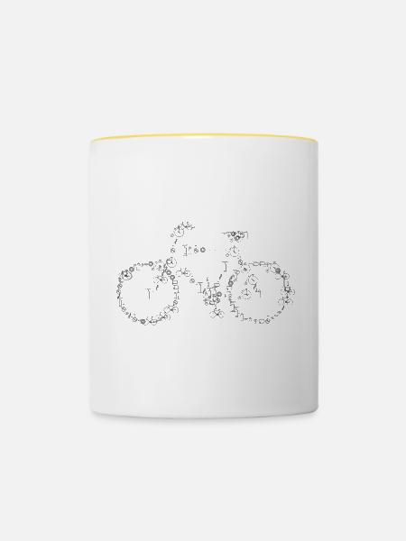 Bicycle Art - Tasse zweifarbig - Weiß/Gelb