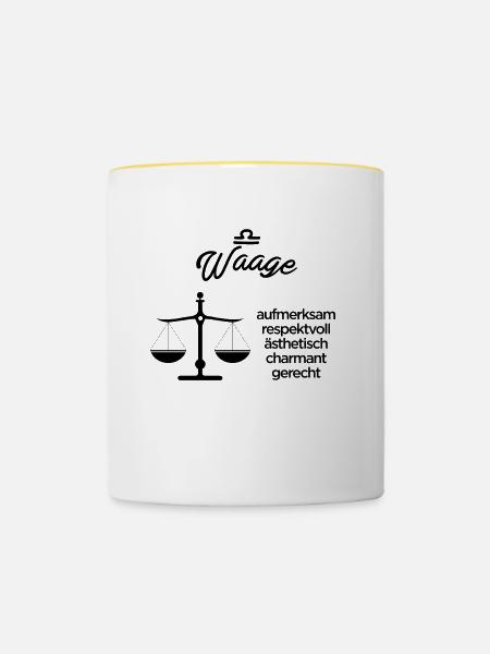 Sternzeichen Waage - Tasse zweifarbig - Weiß/Gelb