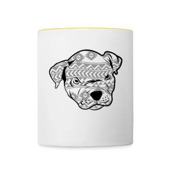Patterned dog pet gift - Contrasting Mug - white/yellow - Front