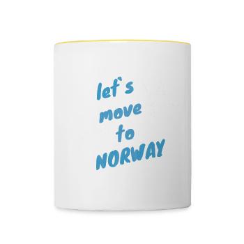 Norwegen Elch Auswandern Umzug Geschenk - Tasse zweifarbig - Weiß/Gelb - Vorne