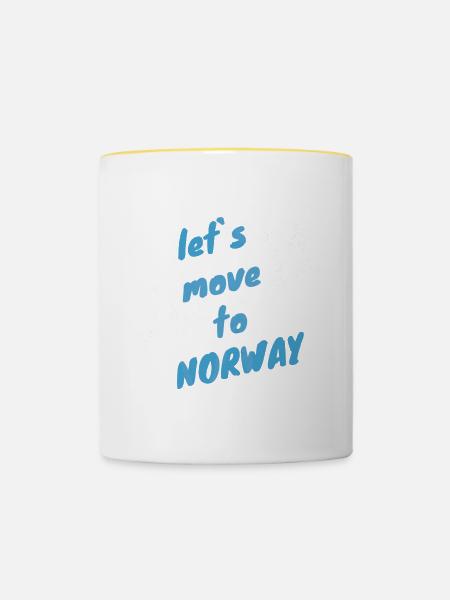 Norwegen Elch Auswandern Umzug Geschenk - Tasse zweifarbig - Weiß/Gelb