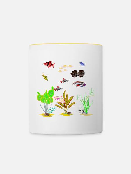 My Fish Tank 3 - Tasse zweifarbig - Weiß/Gelb
